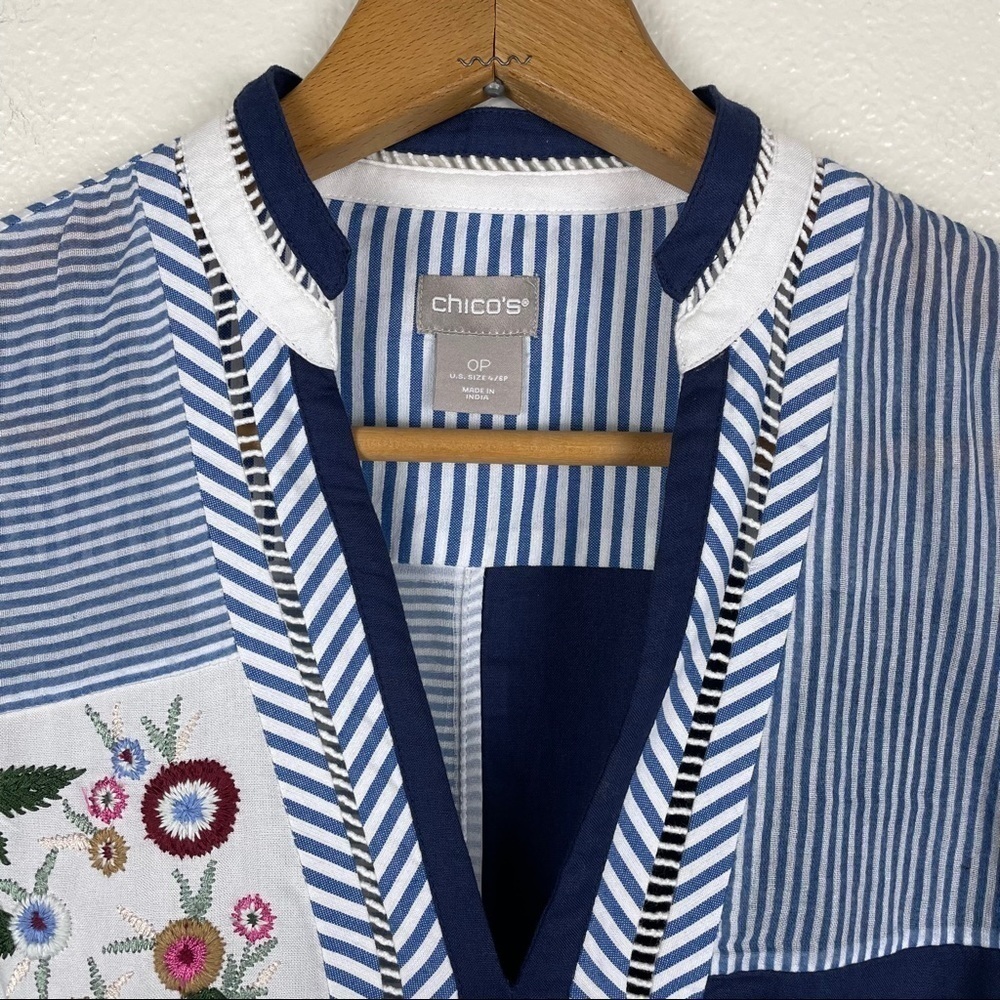 Chicos Patch Work Embroidered Pullover Blouse - image 4